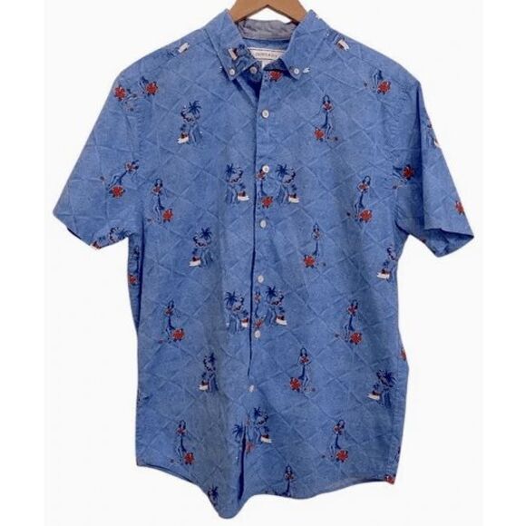 crown & ivy Other - Crown & Ivy Hula Hawaiian Tropical Short Sleeve Button‎ Up Shirt Sz M